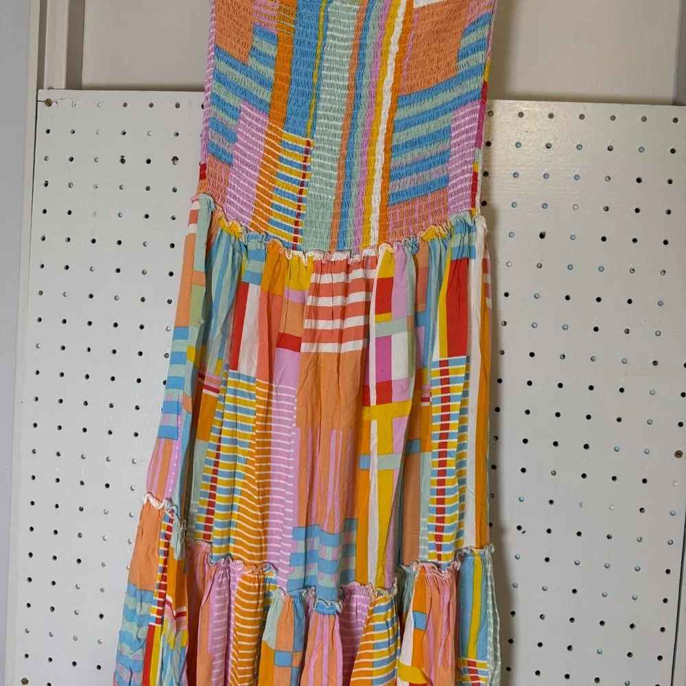 Abel The Label Smocked Maxi Dress Women's Small Multicolor Patchwork Party‎ - Picture 8 of 13